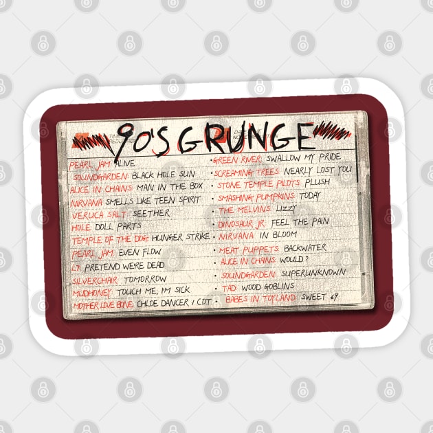 90's Grunge Rock Tape Cassette Sticker by darklordpug